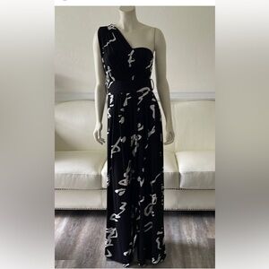 Elegant Black and White Patterned Maxi Dress / pantsuit